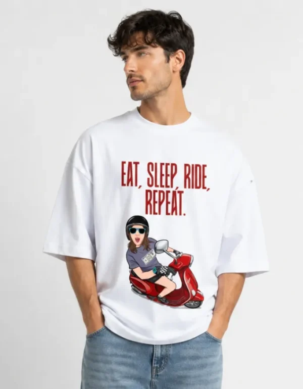 124 Eat Sleep Ride Repeat Oversized T-Shirt