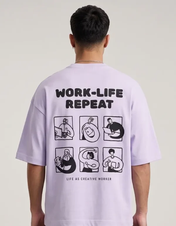 Work Life Repeat Oversized T-Shirt