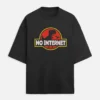 img_68f2c46d7d0f7f.webp No Internet Dinosaur Terry Oversized T-Shirt